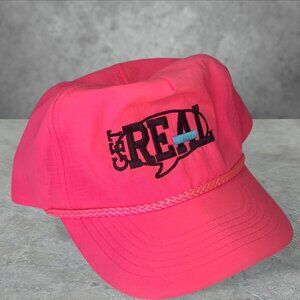 Vintage 80s 'Get Real' neon pink snapback hat
